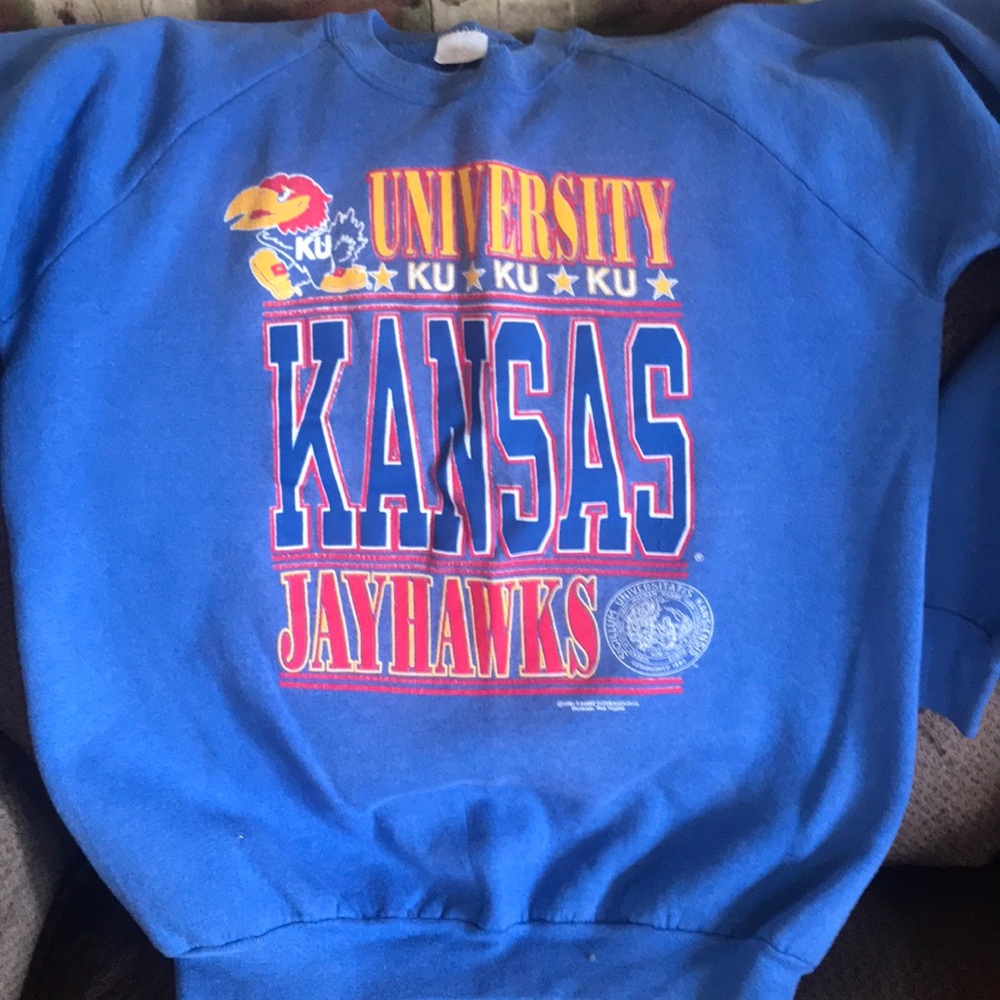 Vintage Jayhawks Sweatshirt Lg